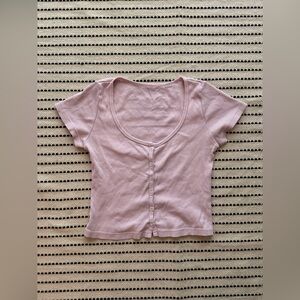 John Galt Brandy Melville Light Pink Purple Zelly Short Sleeve Top